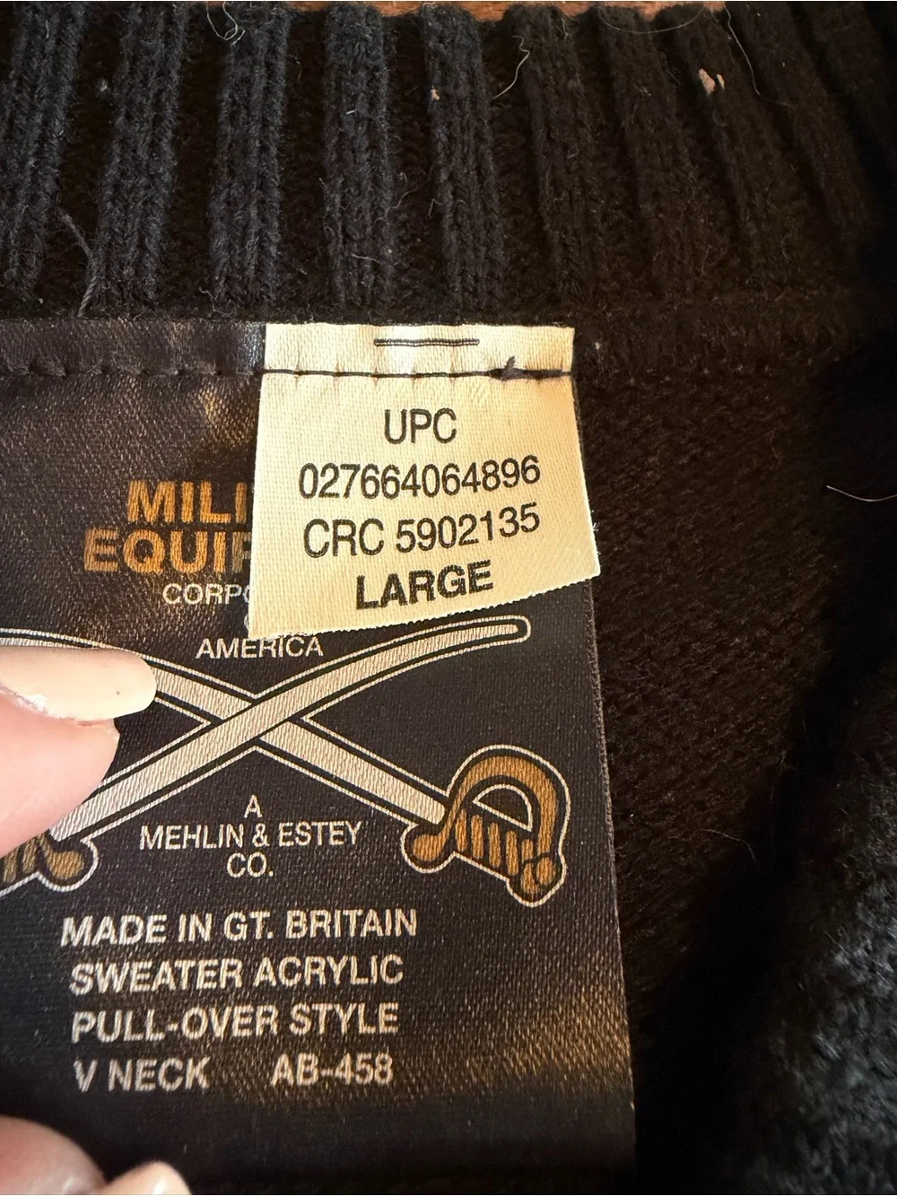 Vintage Military Equipment Corp Men’s Commando Sweater Black 1990s Made in Great